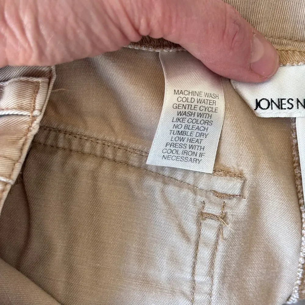 Jones New York Short 6 Tan Utility Chino 100% Cotton Khaki Hiking Casual GORP‎